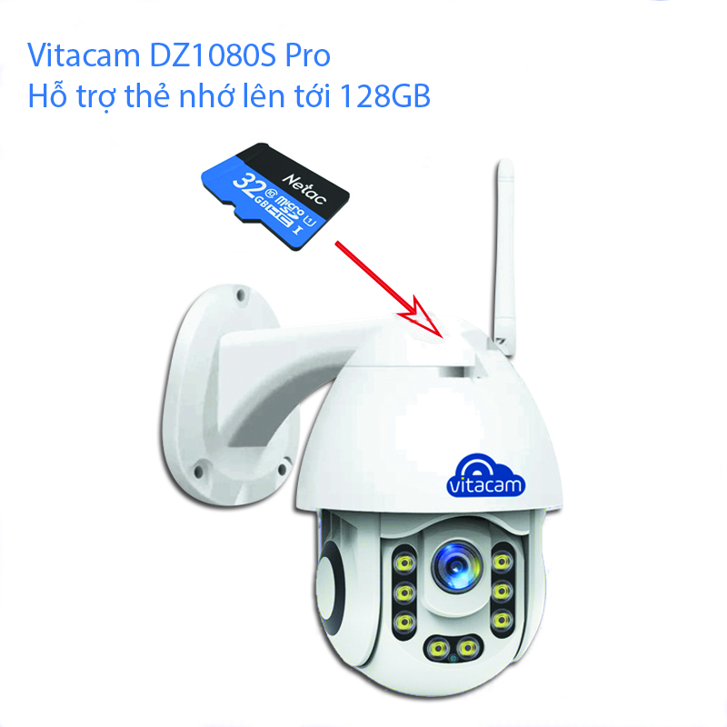 Camera ngoài trời vitacam dz1080s pro xoay 355 độ, đàm thoại 2 chiều