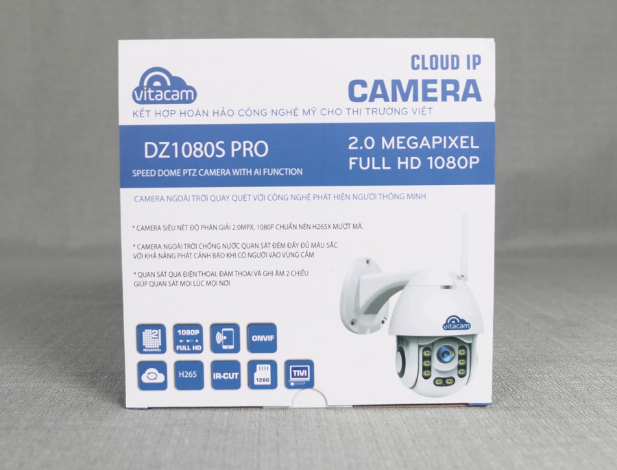 Camera ngoài trời vitacam dz1080s pro xoay 355 độ, đàm thoại 2 chiều