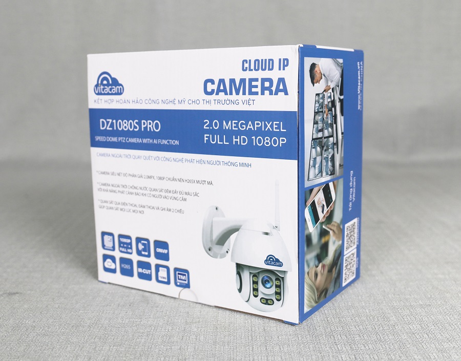 Camera ngoài trời vitacam dz1080s pro xoay 355 độ, đàm thoại 2 chiều